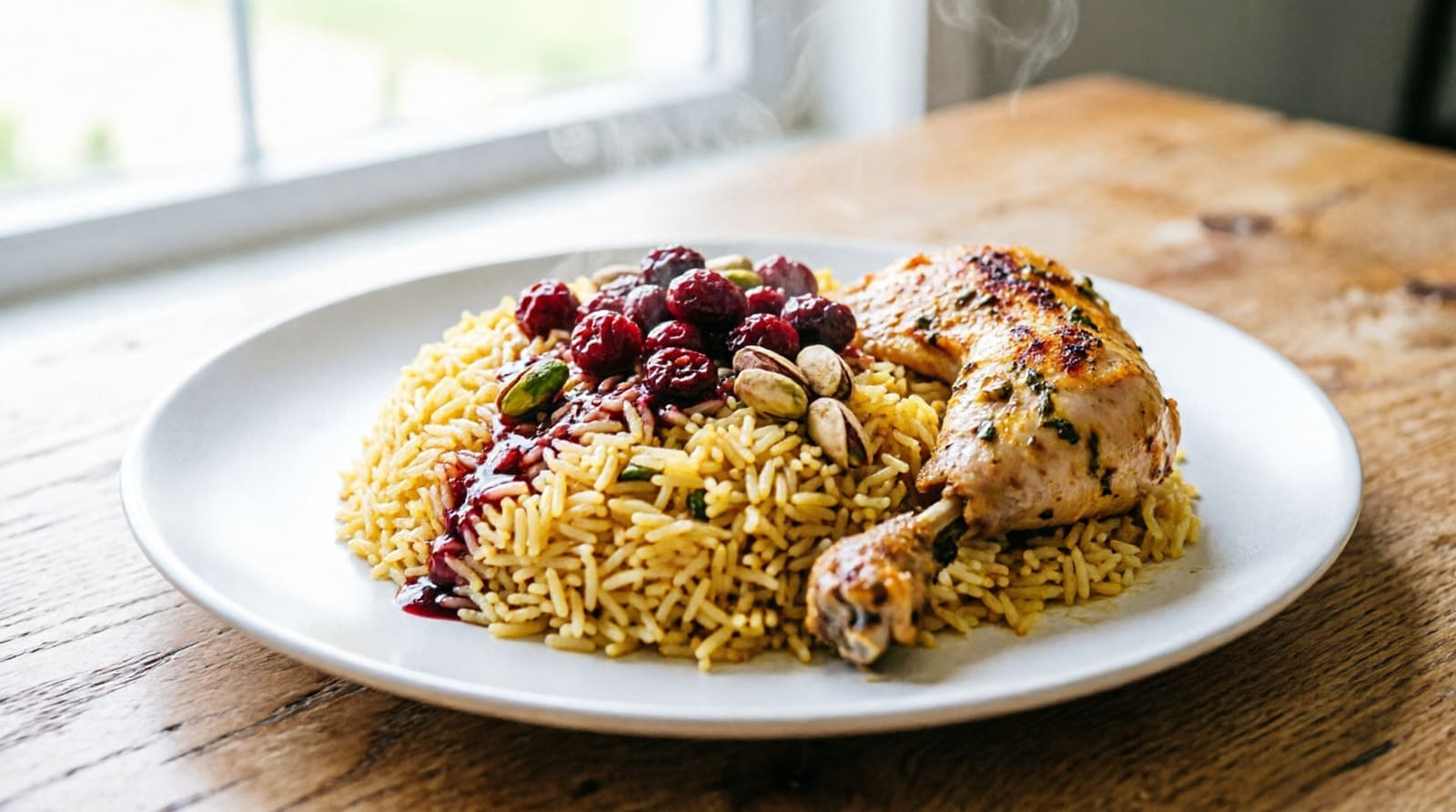 زرشک پلو با مرغ رژیمی
